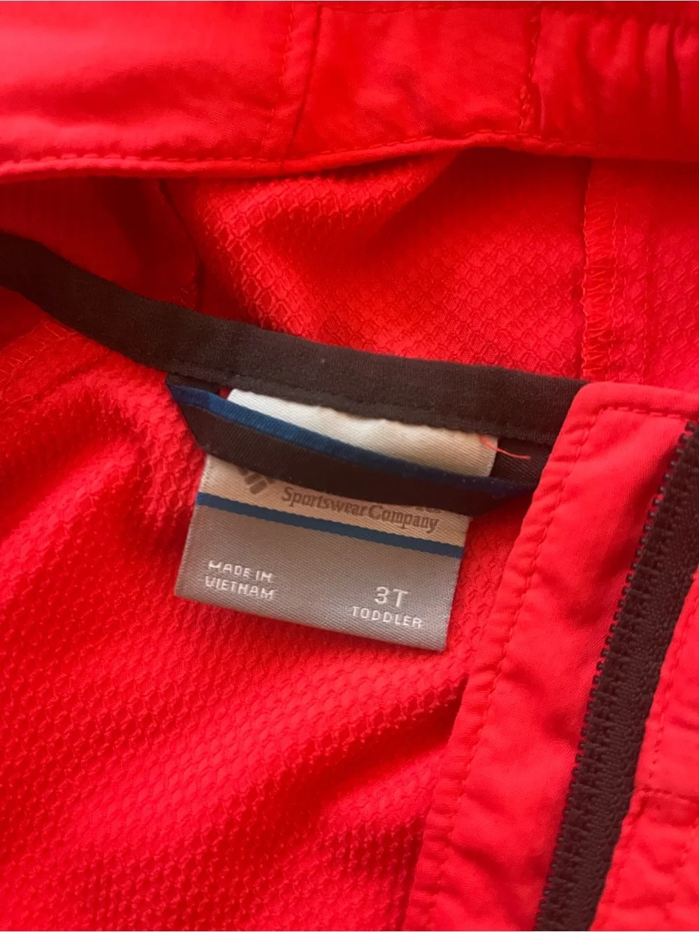 Columbia Kids Red Hooded Raincoat with Black Panels
